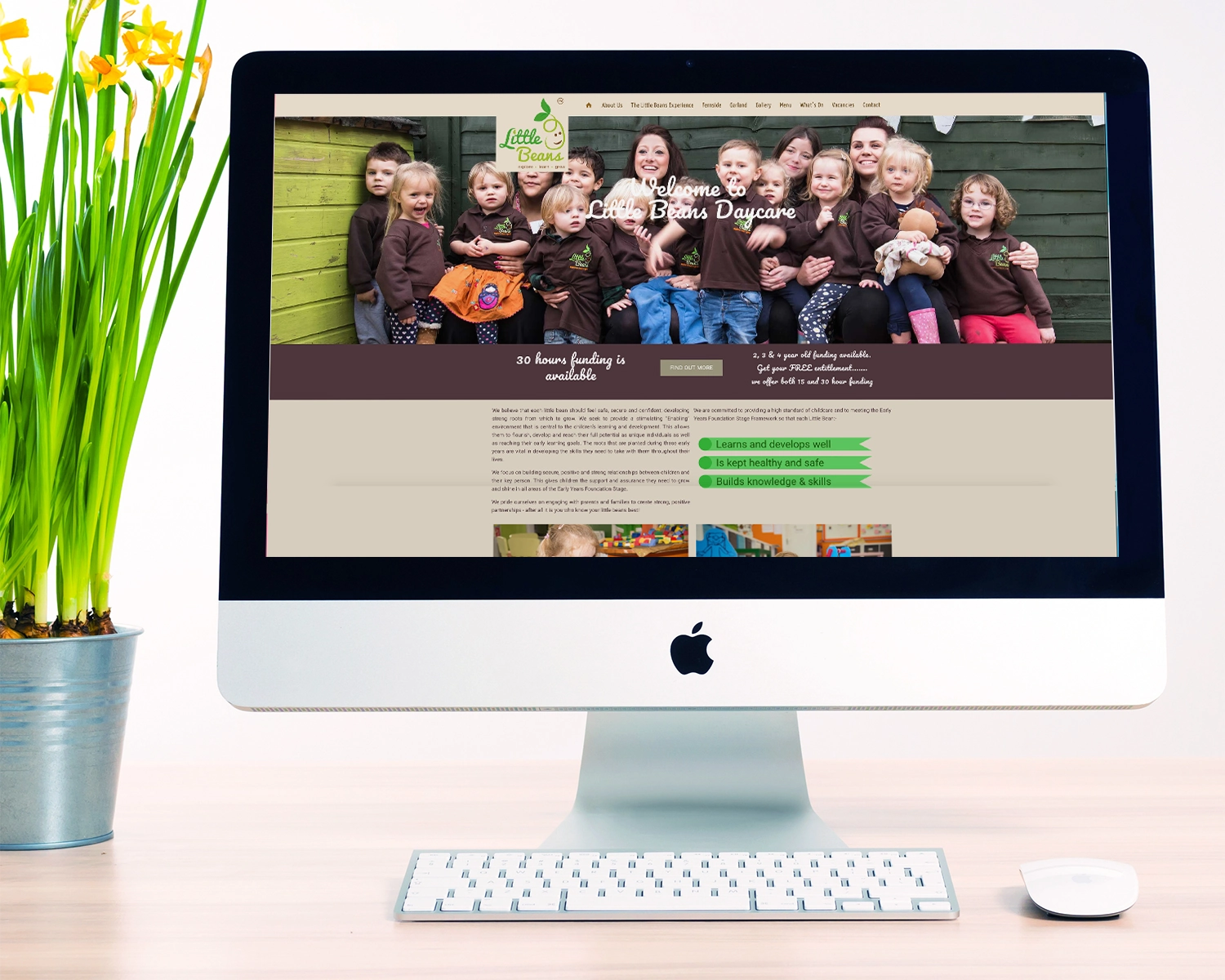 Nursery Website Design For Little Beans Daycare Mockup Home