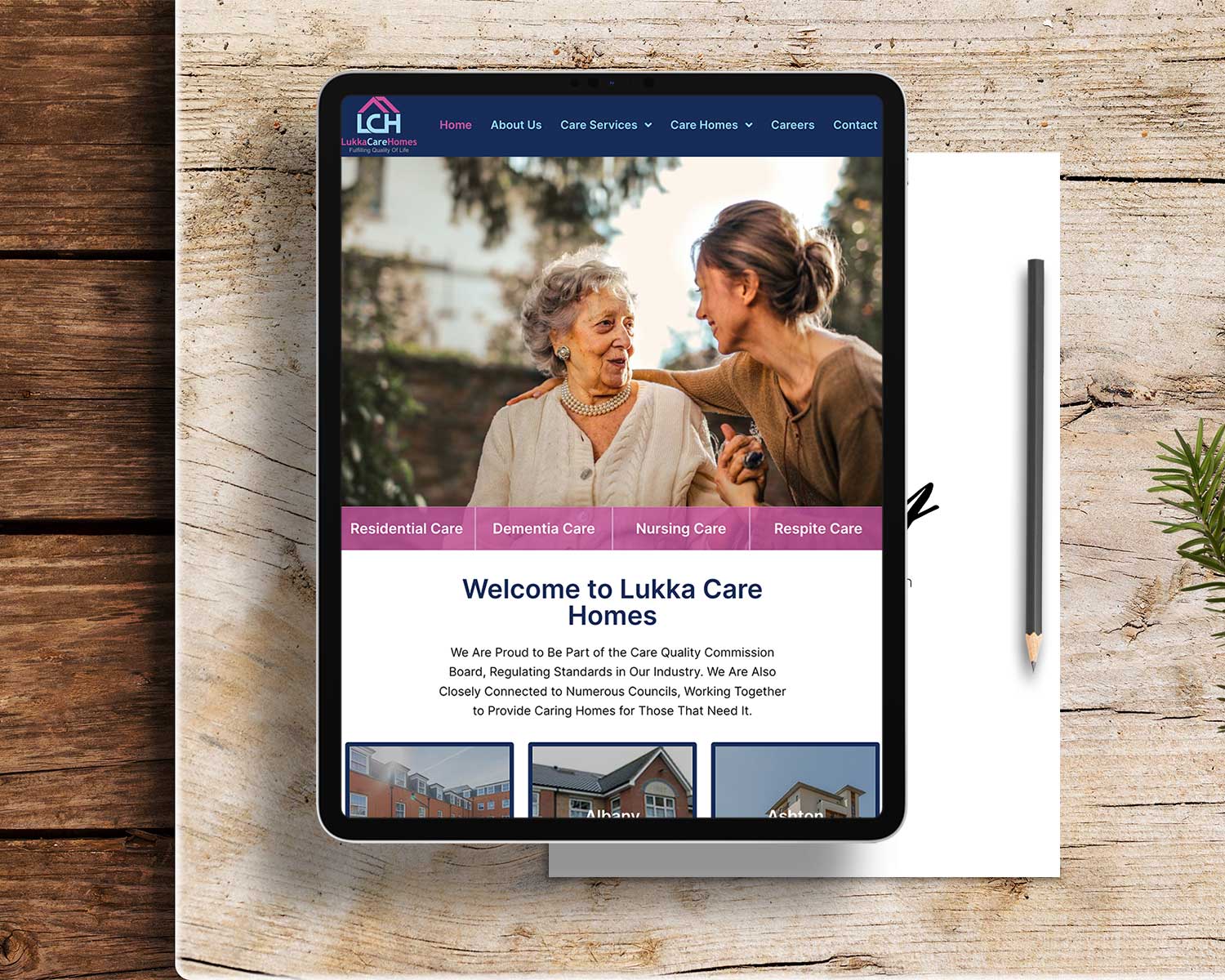 Web Design For Care Homes By Three Girls Media Ipad