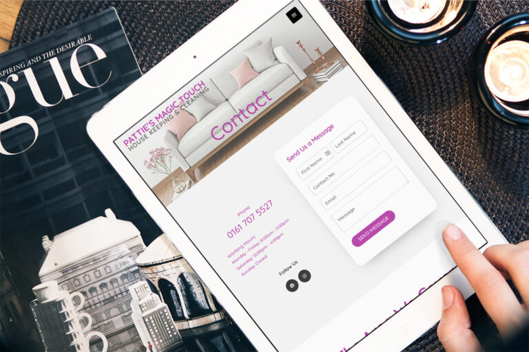 Patties Housekeeping Web Design For Cleaning Companies By Three Girls Media Surrey Home Mockup 3